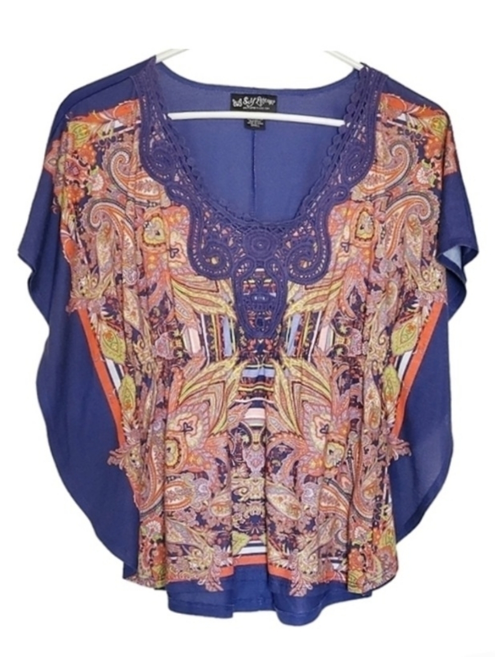 1549 * Self Esteem Paisley Top Purple Size S Vintage 90s